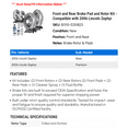 thumbnail image 2 of Front and Rear Brake Pad and Rotor Kit - Compatible with 2006 Lincoln Zephyr, 2 of 2
