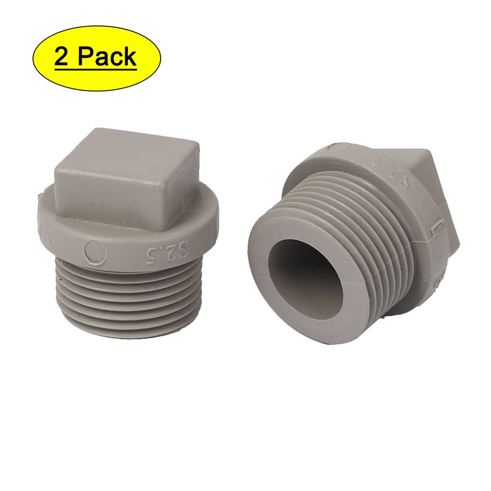 3/4BSP Male Thread PPR Square Head Pipe Fitting Plug Gray 2pcs