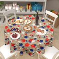 thumbnail image 5 of Fourth of July Tablecloth Round 60 Inch Independence Day Patriotic Decoration Outdoor Table Cloth Memorial Day American Fag Table Cover for Dining Kitchen Holiday Party Picnic Indoor Home Decor, 5 of 6