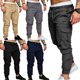 thumbnail image 3 of Pantalones con cordón para hombre Pantalones masculinos Pantalones de chándal con bolsillos múltiples sólidos atado al tobillo Kearding FS9869-13, 3 of 7