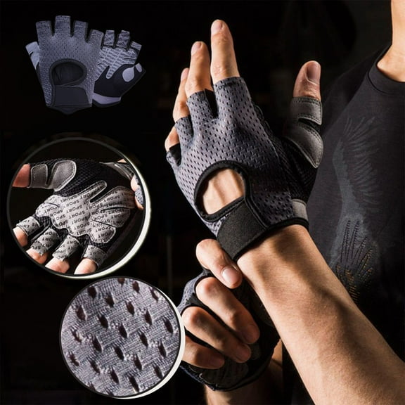 Ovzne Gray Breathable Half Finger Workout Gloves Size S (13.5X8X1Cm) - Gym Training, Yoga, Cycling Weight Lifting Gloves For Men/Women - Non-Slip, Callus Prevention