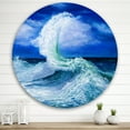 thumbnail image 2 of Designart 'Waves Breaking During Wild Blue Ocean Tide' Nautical & Coastal Circle Metal Wall Art 36x36 - Disc of 36, 2 of 5