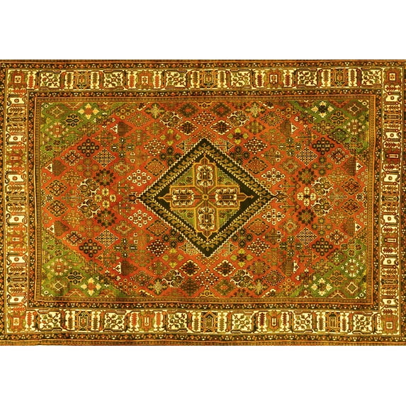 Ahgly Company Indoor Rectangle Persian Yellow Traditional Area Rugs, 7' x 10'