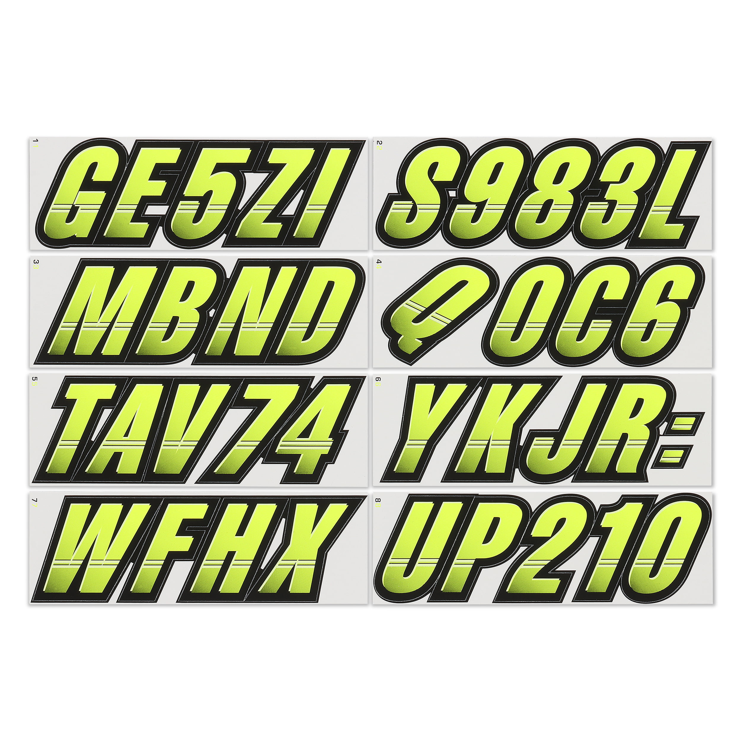 Atomic Green / Black Stiffie TECHTRON 3 Alpha-Numeric Registration Identification Numbers Stickers Decals for Boats & Personal Watercraft 