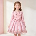 thumbnail image 4 of WOYY Girls Bow Long Sleeve Dress Mesh Birthday Party Princess Dresses, Pink, Sizes 3-7, 4 of 8