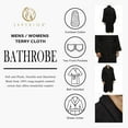 thumbnail image 3 of Superior Terry Cotton Adult Unisex Soft Lightweight Bathrobe, Medium, Black, 3 of 8