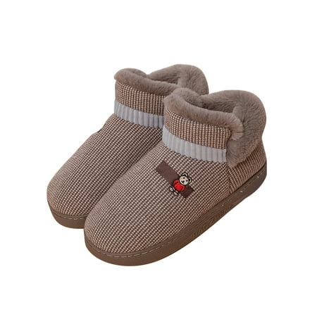 

SIMANLAN Unisex Warm Shoe Memory Foam Slippers Soft Plush Bootie Slipper Indoor Lightweight Boots Daily House Booties Coffee 8.5-9