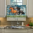 thumbnail image 4 of Running Herds of Horses Half Window Tier Curtains 36 Inch Blackout Thermal Insulating Kitchen Linen Tier Curtains for Kitchen, Bathroom, Cafe Home Decor, 4 of 7