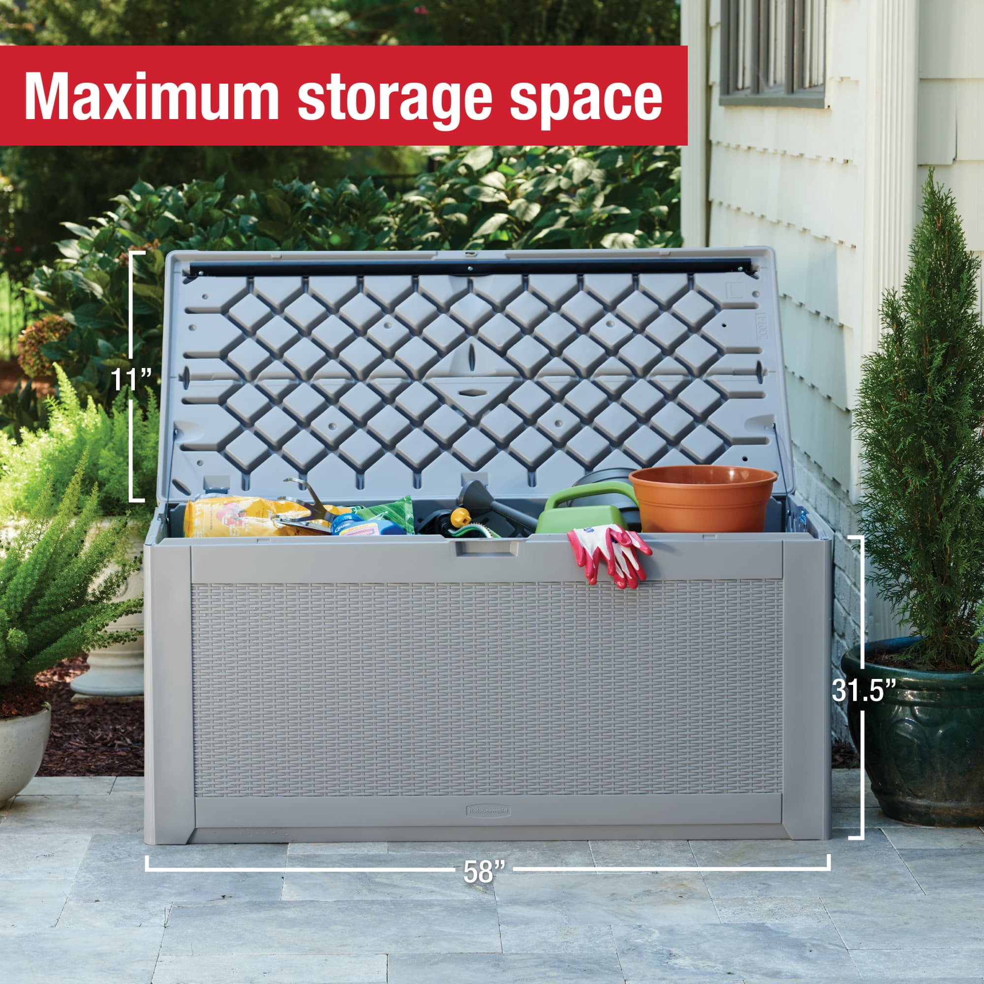 Rubbermaid Deck Box, Extra Large, 134 Gallon, Light Grey