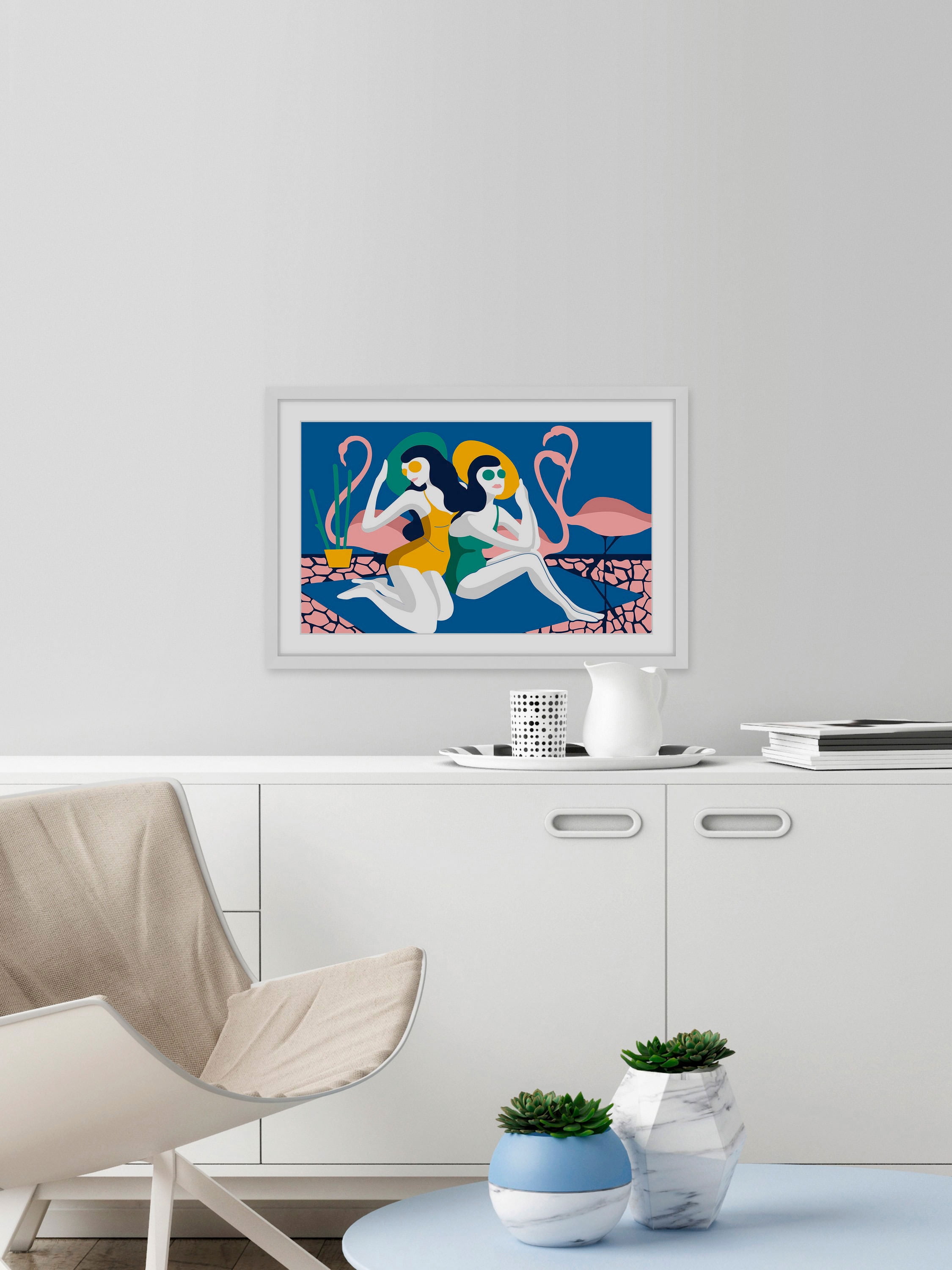 Girls Chilling Out Framed Painting Print