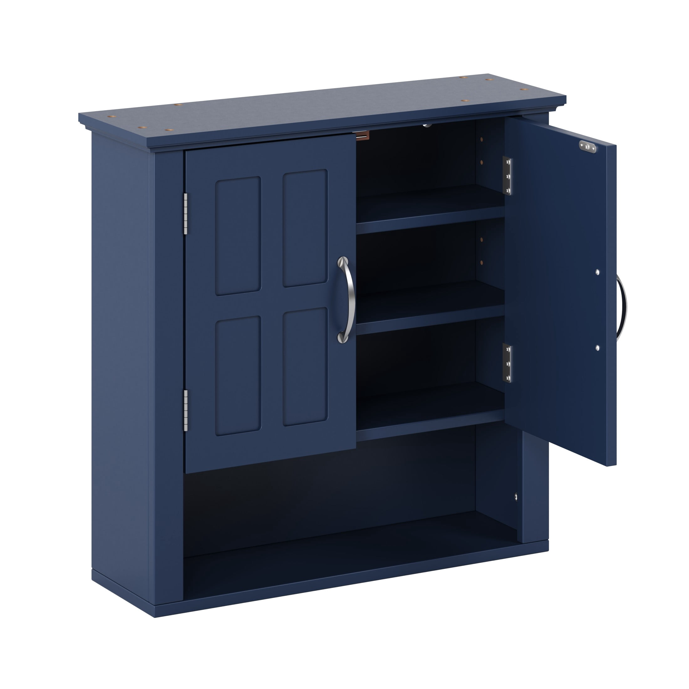 Christopher Knight Home 23.6" Wall Mounted Storage Cabinet with Adjustable Shelves and Doors, Navy Blue