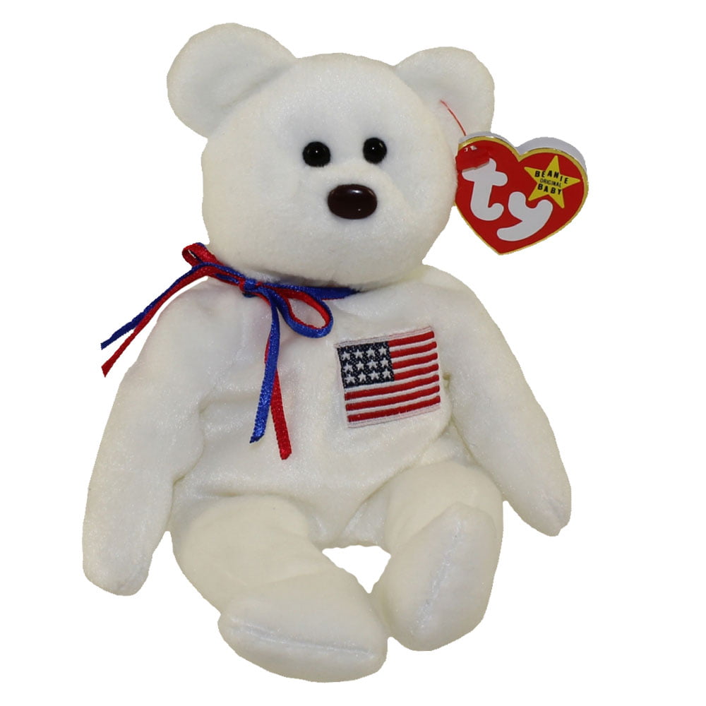 Ty Beanine Error Libearty 1996 White Flag Bear 4 Th Gen PVC 8 Beanie Baby Ct for sale online 
