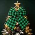 thumbnail image 5 of Green Black Plaid Christmas Bow, 11.81 x 9.84 Inch Velvet Hanging Bow for Christmas Tree, Wreath, Mantel, Door & Holiday Party Decor, 5 of 7