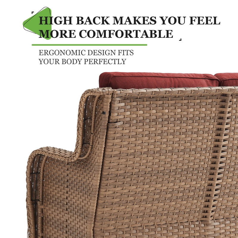 PARKWELL Outdoor Wicker 3-Seat Sofa Clearance,Weather Resistant Rattan Patio Couch with Deep Seat Anti-Slip Cushion