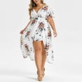 thumbnail image 4 of Jophufed Stylish Plus Size Women Floral Printed V Neck Flowy Bell Sleeve High Low Maxi Dress, 4 of 6