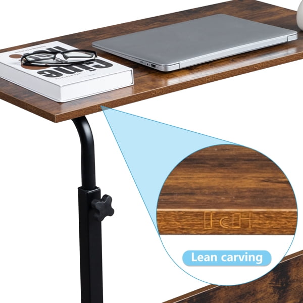 Alvantor Rolling Desk Adjustable Height Mobile Side Table with Wheels Retro P2 Chipboard Steel 31.5x15.7in