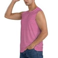 thumbnail image 3 of Easygdp Pink Gingham Men's Breathable Tank Tops Sleeveless Sporty T Shirts for Basketball, Mountaineering, Bodybuilding -XX-Large, 3 of 8