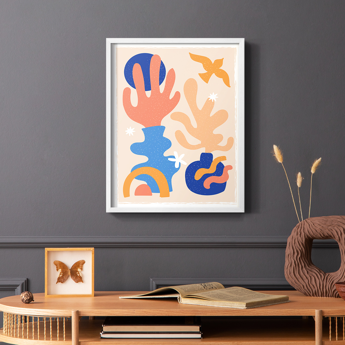 Matisse CDLXII in White Solid Wood Framed Print No Nail Hanging
