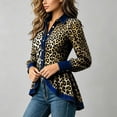 thumbnail image 6 of Piebxs Women's Leopard Print Denim Shirt – Button Front Contrast Detail Casual Everyday Wear, Trendy Animal Print Jean Jacket Shirt, Fitted Long Sleeve Denim Blouse, 6 of 7