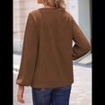thumbnail image 4 of Blusa de Larga con Cuello en V para Mujer, Estilo Farol, Elegante, Informal, de Punto Acanalado, Corte Holgado, Otoño 2025 Marrón L, 4 of 8