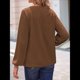 thumbnail image 4 of Blusa de Larga con Cuello en V para Mujer, Estilo Farol, Elegante, Informal, de Punto Acanalado, Corte Holgado, Otoño 2025 Marrón S, 4 of 8