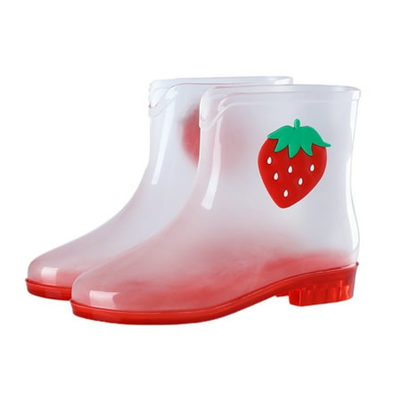 

Adorable Fruit Rainshoes Creative Transparent Rain Boots Waterproof Non-slip Rain Footwear for Woman Girl (White Strawberry 39 Ya