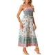 thumbnail image 4 of INSPIRE CHIC Vestido Maxi Sin Mangas de Tirantes Espagueti con Volantes de Flores Bohemio para Mujeres XL Verde Claro, 4 of 6