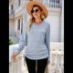 thumbnail image 5 of Camisetas para Mujer, Larga, Cuello en V, Básicas, Informales, Holgadas, Suaves, para Otoño. Azul L, 5 of 10