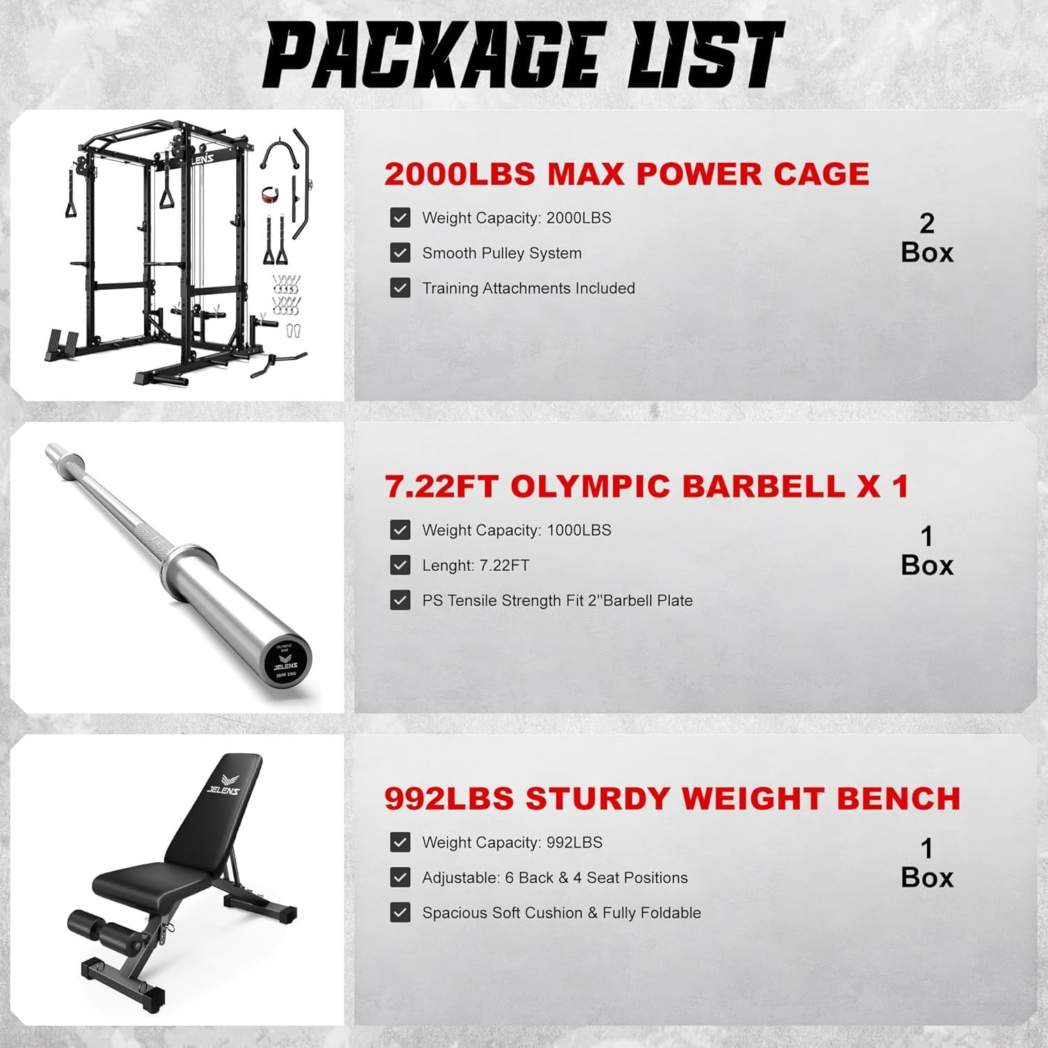 Squat Rack for Home Gym, 2000LBS Power Rack with Adjustable Pulley System, Power Cage Workout Equipment with LAT Pulldown and Training Attachment