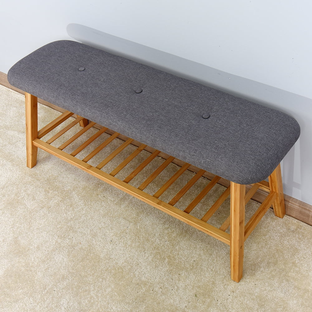 Kadyn Bamboo Bench, Entryway Shoe Rack with Storage, Modern Bench for Entryway Hallway, Brown