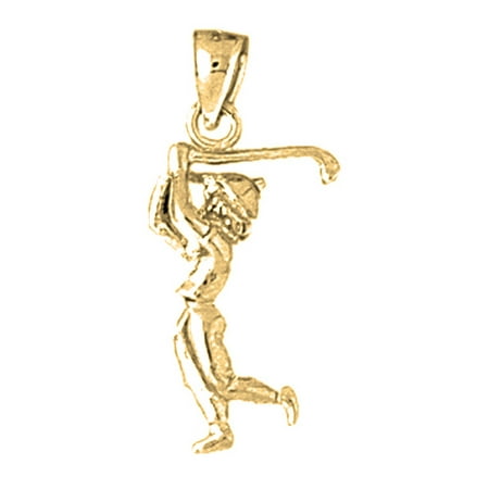 10K Yellow Gold 3D Woman Golfer Pendant - 27 mm