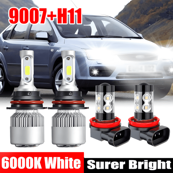 For Ford Focus 2005-2007 Combo Car LED Headlight with Fog Lights Bulbs Kit