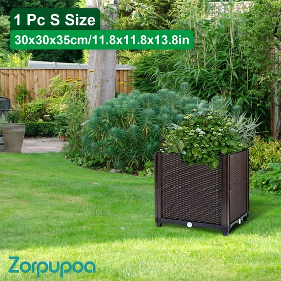 Zorpupoa 1Pc S Size Raised Garden Bed Outdoor Plant Growth Box with Self-watering System for Garden Patio Balcony for Flowers Vegetables Herbs