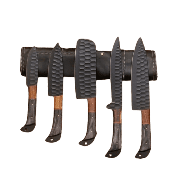 Smart & Sharp Custom Handmade Damascus Chef Knives Set/Kitchen Knives 5 Pieces Set 17492 (Black)