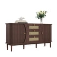 thumbnail image 1 of HMSHA Sideboard,Rattan Dresser,Cabinet with Sliding Doors,Adjustable Shelves,and Rounded Top, 1 of 12