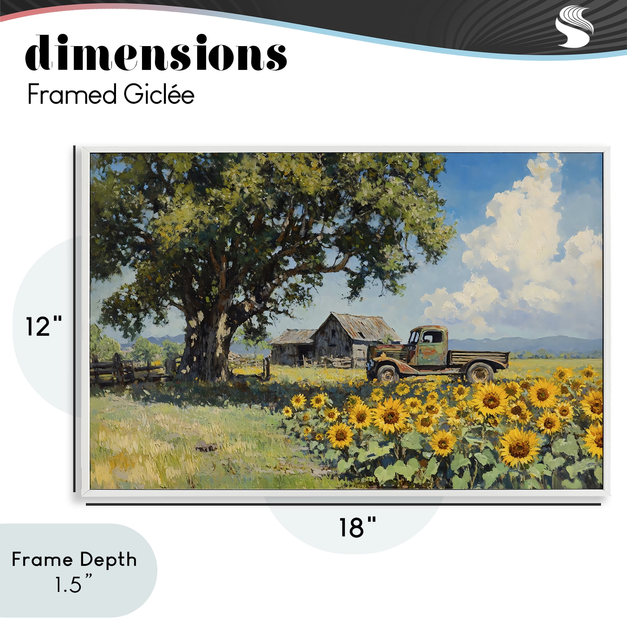 Stupell Industries Sunflower Pickup by Old Barn White Framed Giclee Art, design by Franklyn Gregory