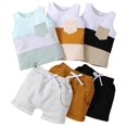 thumbnail image 4 of GYRATEDREAM Toddler Baby Boy Summer Shorts Set Sleeveless Patchwork Camisole Tank Top Vest and Jogger Shorts Outfit 2Pcs for 4-5Y, 4 of 5