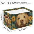 thumbnail image 4 of Yayeee Canvas Storage Basket with Handles for Shelves Fabric Bins Closet Organizer, Flowers and Dog, 4 of 8