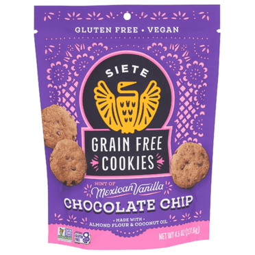 Siete Chocolate Chip Grain Free Cookies With Hint Of Mexican Vanilla 4.5 oz