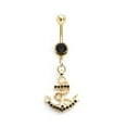 thumbnail image 5 of 14G Surgical Steel Gold IP Anchor Belly Button Ring CZ Dangling Curved Barbell Navel Rings Belly Piercing Jewelry 3/8", 5 of 5