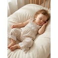 thumbnail image 3 of BemeyourBBs Toddler Baby Girls Littler Sister Outfit Summer Clothes Gingham Plaid Smocked Romper Overalls Lil Sis Letter Embroidery Sleeveless Square Neck Wide Legs Long Pants Jumpsuit Overalls, 3 of 9