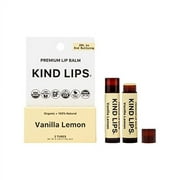 Kind Lips Lip Balm, Nourishing Soothing Lip Moisturizer for Dry Cracked Chapped Lips, Made in Usa With 100% Natural USDA Organic Ingredients, Vanilla Lemon Flavor, Pack of 2