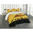 thumbnail image 2 of Ambesonne Savannah Quilted Coverlet 3 Pcs, Wildlife Animals Elephants, King Size, Chocolate Orange and Black, 2 of 4