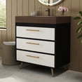 thumbnail image 5 of 30" Sintered Stone Top Bathroom Vanity with Storage, Bathroom Vanity with Ceramic Sink, Freestanding Storage Cabinet with Soft Close Drawers for Bathroom, Black,Gold,Walnut,White, 5 of 9