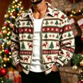 thumbnail image 2 of Sorvello Men's Boho Corduroy Christmas Pixel Print Full Zip Jacket Long Sleeve Loose Fit Collared Coat Top Winter Outerwear with Pockets for Men 2026 Vermilion XL, 2 of 5