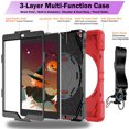 thumbnail image 4 of For iPad 6th/5th Gen 9.7"(2018/2017) Case,Kids Friendly,With Rotatable Adjustable Hand Strap,Retractable Kickstand,Shoulder Strap,Kids Friendly,Shockproof Anti-fall Rugged Heavy Duty Case,Red, 4 of 10