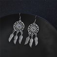 thumbnail image 4 of Pendientes de turquesa azul para mujer, joyería vintage bohemia occidental, pendientes colgantes de plumas de atrapasueños de indios nativos americanos, 4 of 5