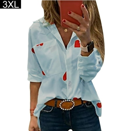 

BESTHUA Fashion Long Sleeve Blouse V-neck Printed Shirt