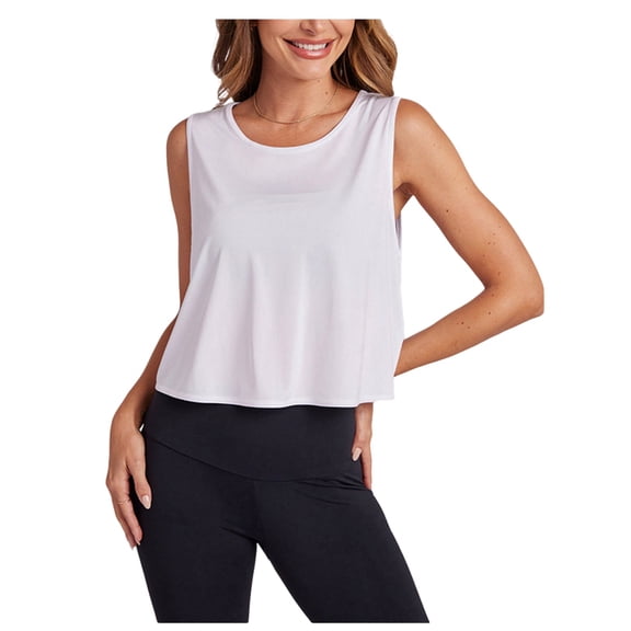 Women'S Yoga Vest with Open Back Design Sports Cover Top for Running Gym Casual and Versatile Wear White S