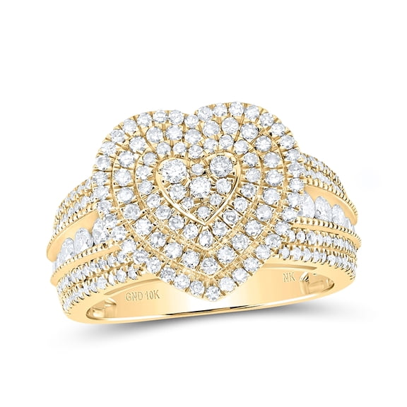 10kt Yellow Gold 1 Cttw Natural Diamond Fashion Heart Wedding Engagement Anniversary Ring, Women Size: 5-9
